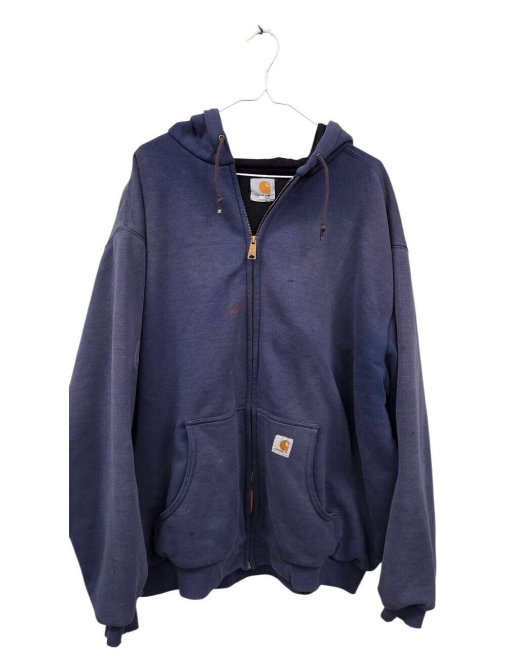 Carhartt Navy Blue Full-Zip Hoodie Jacket thrashed xxl thermal lined